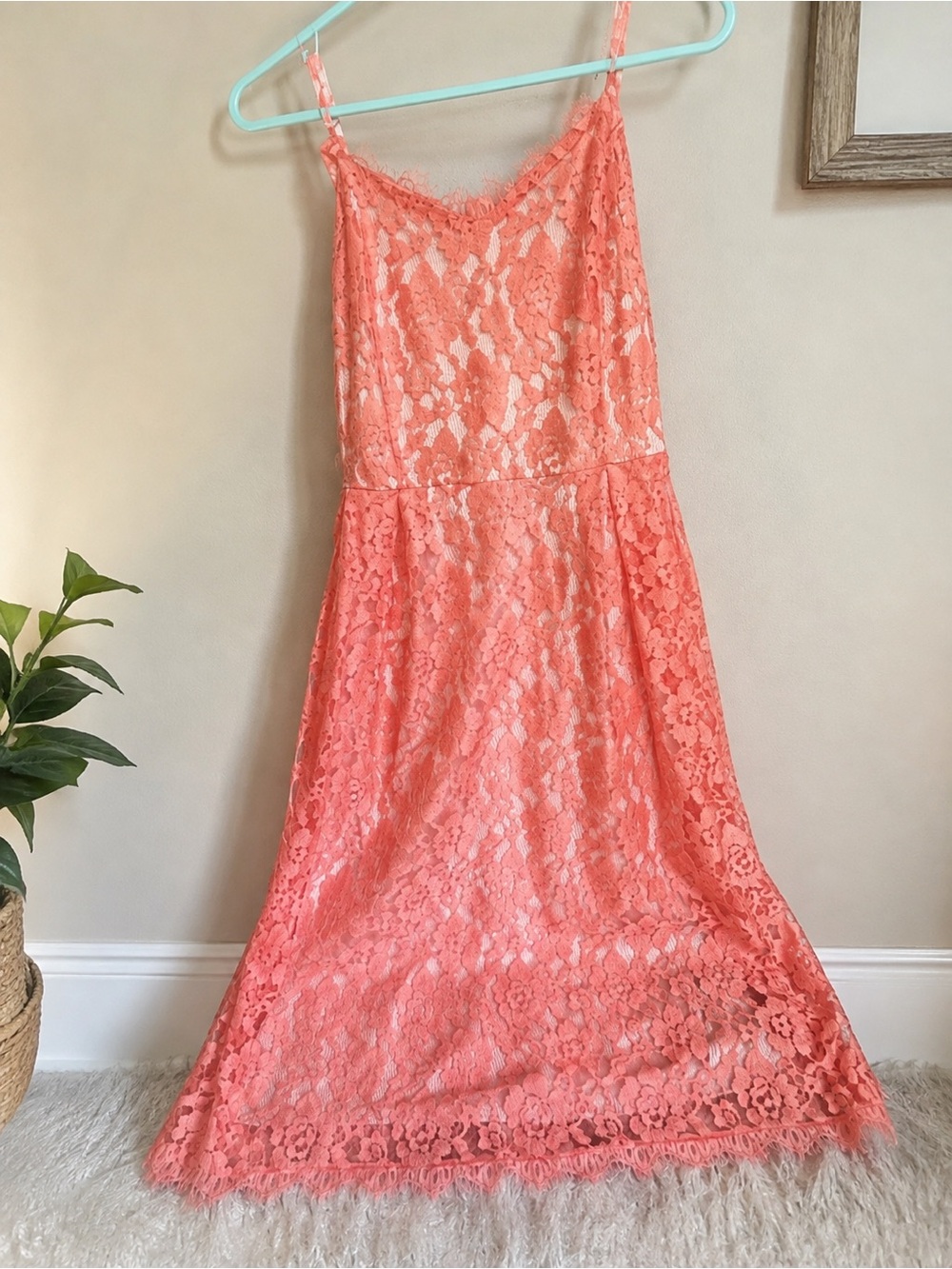 Apt. 9 Women’s Small Coral Lace Sleeveless Fit & Flare Midi Dress